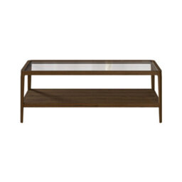 Wyld Haus Denver Walnut Wood And Glass Top Coffee Table With Bottom Shelf - thumbnail 2