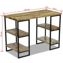 Vidaxl Office Desk Mango Wood 110X50X76 Cm Computer Desk - thumbnail 8