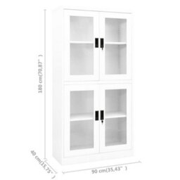 Vidaxl Office Cabinet White 90X40X180 Cm Steel And Tempered Glass - thumbnail 8