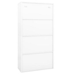 Vidaxl Office Cabinet White 90X40X180 Cm Steel And Tempered Glass - thumbnail 5