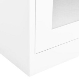 Vidaxl Office Cabinet White 90X40X180 Cm Steel And Tempered Glass - thumbnail 6