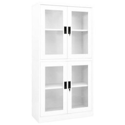 Vidaxl Office Cabinet White 90X40X180 Cm Steel And Tempered Glass - thumbnail 1