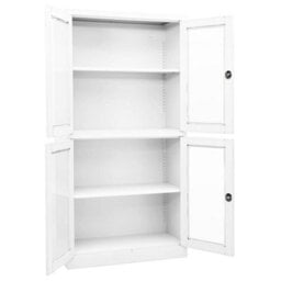 Vidaxl Office Cabinet White 90X40X180 Cm Steel And Tempered Glass - thumbnail 2
