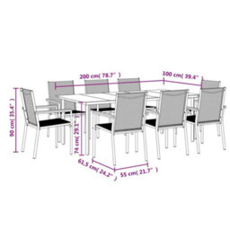 Walplus 9 Piece Garden Dining Set Black Textilene And Steel - thumbnail 9