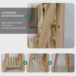 4Tier Folding Ladder Shelf Storage Shelving Wooden Bookcase Plant Display Ladder - thumbnail 5