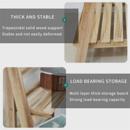 4Tier Folding Ladder Shelf Storage Shelving Wooden Bookcase Plant Display Ladder - thumbnail 4