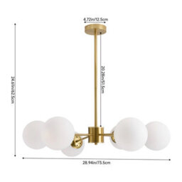 Living And Home Gold 6-Head Modern Sputnik Chandelier Pendant Light - thumbnail 8