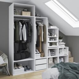 GoodHome Atomia Freestanding White Chipboard Wardrobe, Clothing & Shoes Organiser (H)2250mm (W)750mm (D)580mm - thumbnail 3