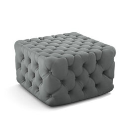 Living And Home Grey Velvet Square Footstool Ottoman With Sponge Cushioning, Ideal For Living Room, Bedroom Or Study - thumbnail 5