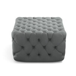 Living And Home Grey Velvet Square Footstool Ottoman With Sponge Cushioning, Ideal For Living Room, Bedroom Or Study - thumbnail 3