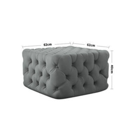 Living And Home Grey Velvet Square Footstool Ottoman With Sponge Cushioning, Ideal For Living Room, Bedroom Or Study - thumbnail 8