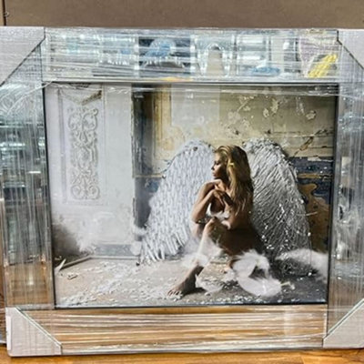 Biznest Modern Liquid Glitter Wall Art With Mirrored Edges Extra Large Size 55X55Cm (Biz1037)