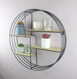 Spot On Dealz Black Metal Round Floating Shelf 4 Shelves Wall Mounted Multi-Section - thumbnail 1