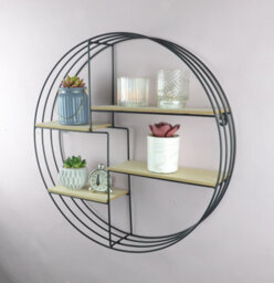 Spot On Dealz Black Metal Round Floating Shelf 4 Shelves Wall Mounted Multi-Section - thumbnail 2