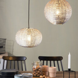 Wyld And Coco Novaglow Pendant Lamp - Silver Globe With Copper Scale Plates, Adjustable Height, Large Statement Pendant - thumbnail 2