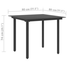 Berkfield Garden Dining Table Black 80X80X74 Cm Steel And Glass - thumbnail 4