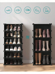 Songmics Interlocking Shoe Rack, Rectangular Storage Organiser, 10 Slot Modular Diy Storage Shelf Unit - thumbnail 2
