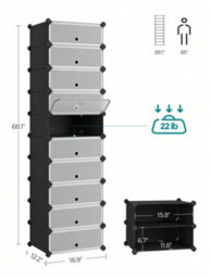 Songmics Interlocking Shoe Rack, Rectangular Storage Organiser, 10 Slot Modular Diy Storage Shelf Unit - thumbnail 7