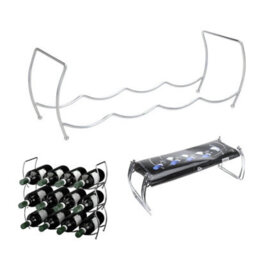 Geezy 3 Tier Stackable Stainless Steel Wine Storage Display Rack Holder 12 Bottles - thumbnail 7