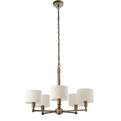 Anson Lighting Maja Aged Hammered Bronze And Natural Linen 5 Light Ceiling Pendant - image 1
