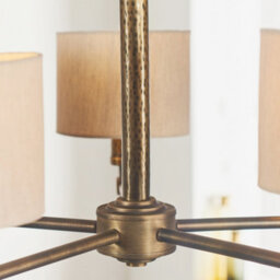 Anson Lighting Maja Aged Hammered Bronze And Natural Linen 5 Light Ceiling Pendant - thumbnail 5