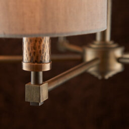 Anson Lighting Maja Aged Hammered Bronze And Natural Linen 5 Light Ceiling Pendant - thumbnail 4