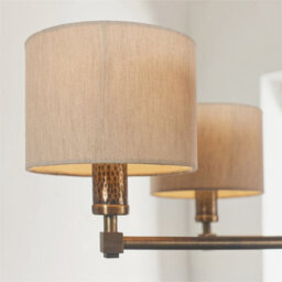 Anson Lighting Maja Aged Hammered Bronze And Natural Linen 5 Light Ceiling Pendant - thumbnail 7