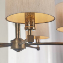 Anson Lighting Maja Aged Hammered Bronze And Natural Linen 5 Light Ceiling Pendant - thumbnail 3
