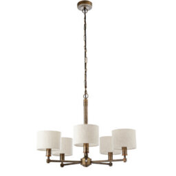 Anson Lighting Maja Aged Hammered Bronze And Natural Linen 5 Light Ceiling Pendant - thumbnail 9