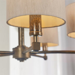 Anson Lighting Maja Aged Hammered Bronze And Natural Linen 5 Light Ceiling Pendant - thumbnail 8