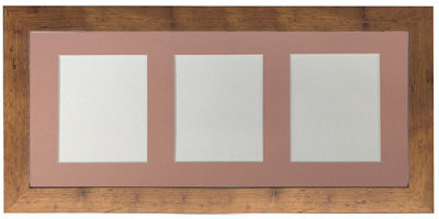Frames By Post Metro Vintage Wood Frame With Pink Mount For 3 Image Sizes 7 X 5 Inch - image 1