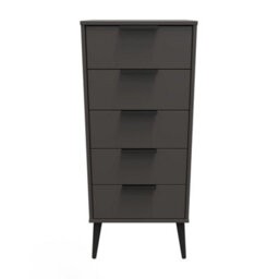 Fuji 5 Drawer Tallboy In Graphite (Ready Assembled) - thumbnail 1