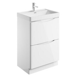 Plum&clay Eden Gloss White Floorstanding Vanity Unit With Resin Basin (W)600mm - thumbnail 5