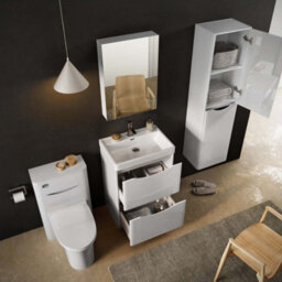 Plum&clay Eden Gloss White Floorstanding Vanity Unit With Resin Basin (W)600mm - thumbnail 6