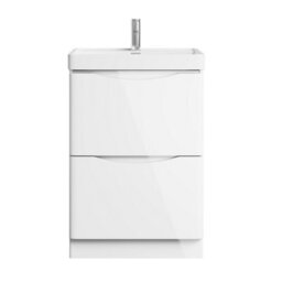 Plum&clay Eden Gloss White Floorstanding Vanity Unit With Resin Basin (W)600mm - thumbnail 4