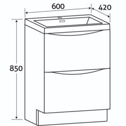 Plum&clay Eden Gloss White Floorstanding Vanity Unit With Resin Basin (W)600mm - thumbnail 7