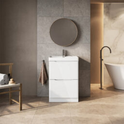 Plum&clay Eden Gloss White Floorstanding Vanity Unit With Resin Basin (W)600mm - thumbnail 2