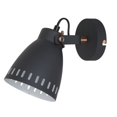 Luminosa Lighting Luminosa Industrial And Retro Wall Lamp Graphite, Red Copper 1 Light With Graphite Shade, E27