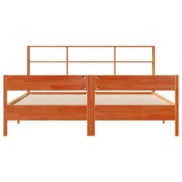 Berkfield Bookcase Bed Without Mattress Wax Brown 180X200 Cm Super King Solid Wood Pine - thumbnail 4
