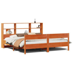 Berkfield Bookcase Bed Without Mattress Wax Brown 180X200 Cm Super King Solid Wood Pine - thumbnail 2