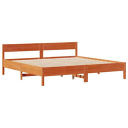 Berkfield Bookcase Bed Without Mattress Wax Brown 180X200 Cm Super King Solid Wood Pine - thumbnail 8
