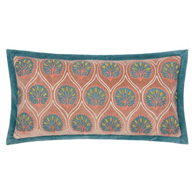 Paoletti Casa Embroidered Cotton Velvet Feather Filled Cushion - image 1