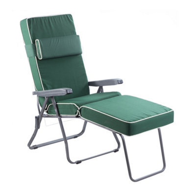 Alfresia Garden Sun Lounger - Charcoal Frame With Green Luxury Cushion - image 1