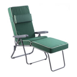 Alfresia Garden Sun Lounger - Charcoal Frame With Green Luxury Cushion