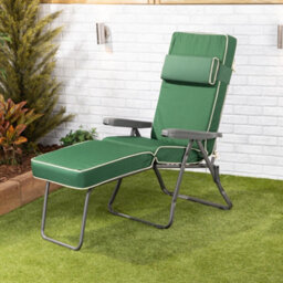 Alfresia Garden Sun Lounger - Charcoal Frame With Green Luxury Cushion - thumbnail 2