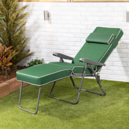 Alfresia Garden Sun Lounger - Charcoal Frame With Green Luxury Cushion - thumbnail 4