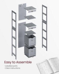 Songmics Bathroom Tall Cabinet, Freestanding Bathroom Storage Cabinet, Narrow Storage Unit, With Drawers, 3 Open Shelves, Dove Gray - thumbnail 6
