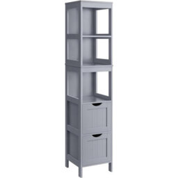 Songmics Bathroom Tall Cabinet, Freestanding Bathroom Storage Cabinet, Narrow Storage Unit, With Drawers, 3 Open Shelves, Dove Gray - thumbnail 7