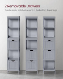 Songmics Bathroom Tall Cabinet, Freestanding Bathroom Storage Cabinet, Narrow Storage Unit, With Drawers, 3 Open Shelves, Dove Gray - thumbnail 3