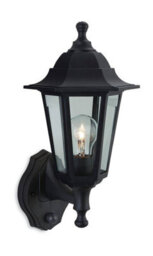 Luminosa Lighting Luminosa Malmo 1 Light Outdoor Wall Lantern - Uplight With Pir Black Resin Ip44, E27